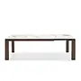 DINING TABLE - OMNIA CS4058-R 180  LEGS P12 SMOKE | FRAMEP12 SMOKE｜TOP AND EXTENSION P32C WHITE TRAVERTINO - CALLIGARIS