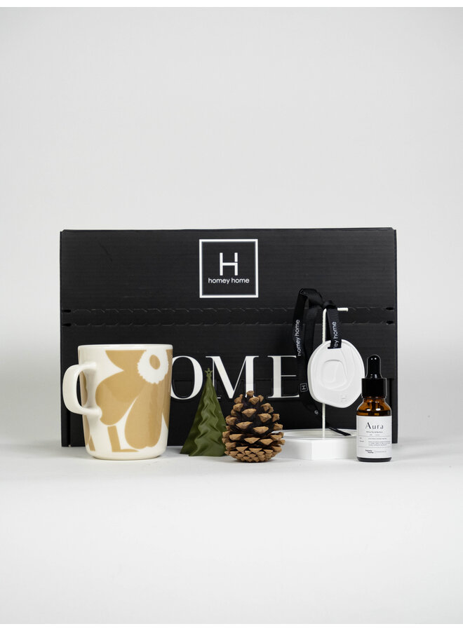 2025 XMAS HOMEY BOX MMKBA -  MARIMEKKO BEIGE 2.5DL MUG & AURA SET & XMAS ORNAMENT - HOMEY