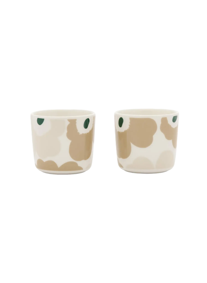 MARIMEKKO OIVA UNIKKO CUP 2DL WITHOUT HANDLE 2 PCS – BEIGE & GREEN