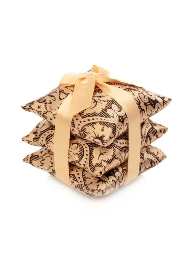 SILK SACHET SET - BLACK/GOLD DAMASK