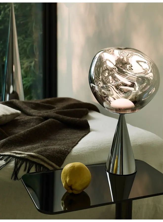 TOM DIXON MELT CONE FAT TABLE LAMP – SILVER LED