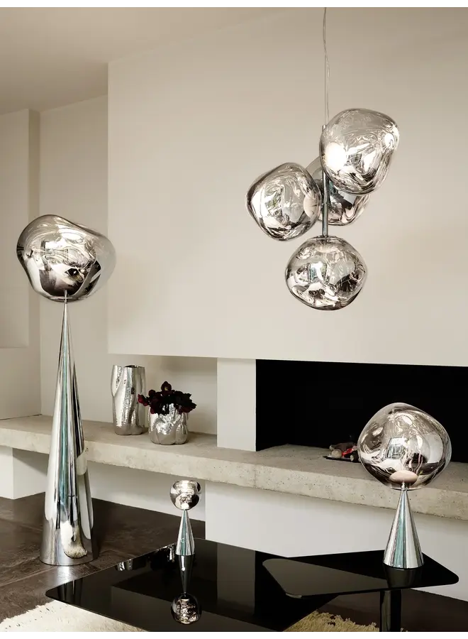 TOM DIXON MELT CONE FAT TABLE LAMP – SILVER LED