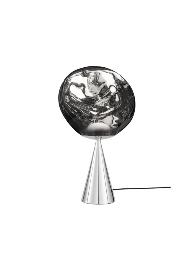 TOM DIXON MELT CONE FAT TABLE LAMP – SILVER LED