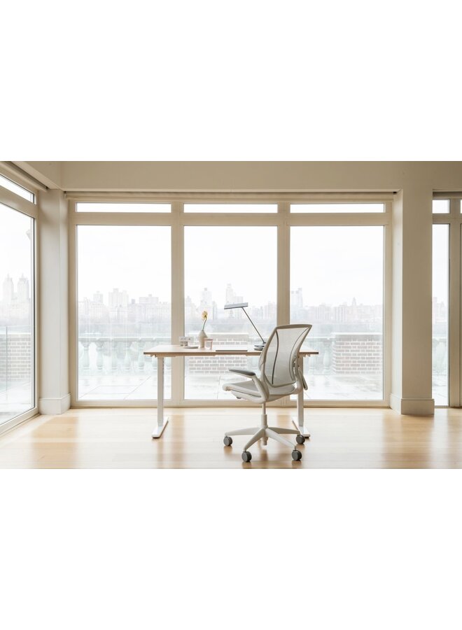HUMANSCALE EFLOAT GO 2.0 SIT-STAND DESK 24" × 48" – WHITE / WHITE OAK VENEER