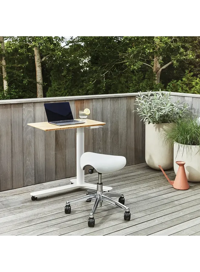 HUMANSCALE FLOAT MICRO ADJUSTABLE TABLE – WHITE / BAMBOO