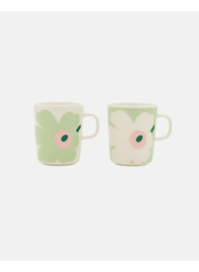 MUG 2.5DL 2PCS - 271 GREEN FLOWER - OIVA/JUHLA UNIKKO 076727-163 M6 - MARIMEKKO