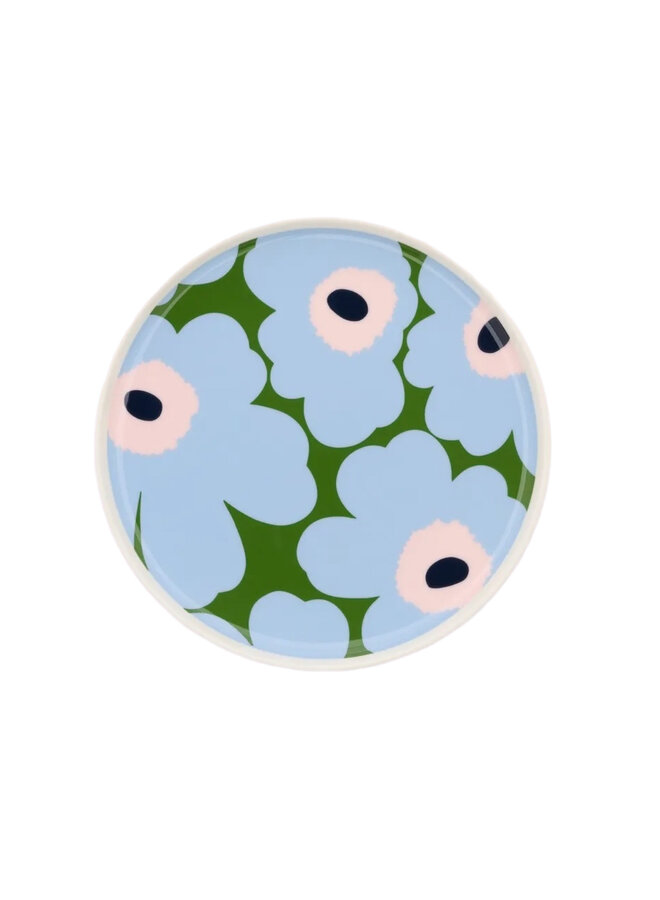 PLATE 20CM - 271 WARM GREEN+BLUE FLOWER - OIVA/UNIKKO M6 - 076537-165