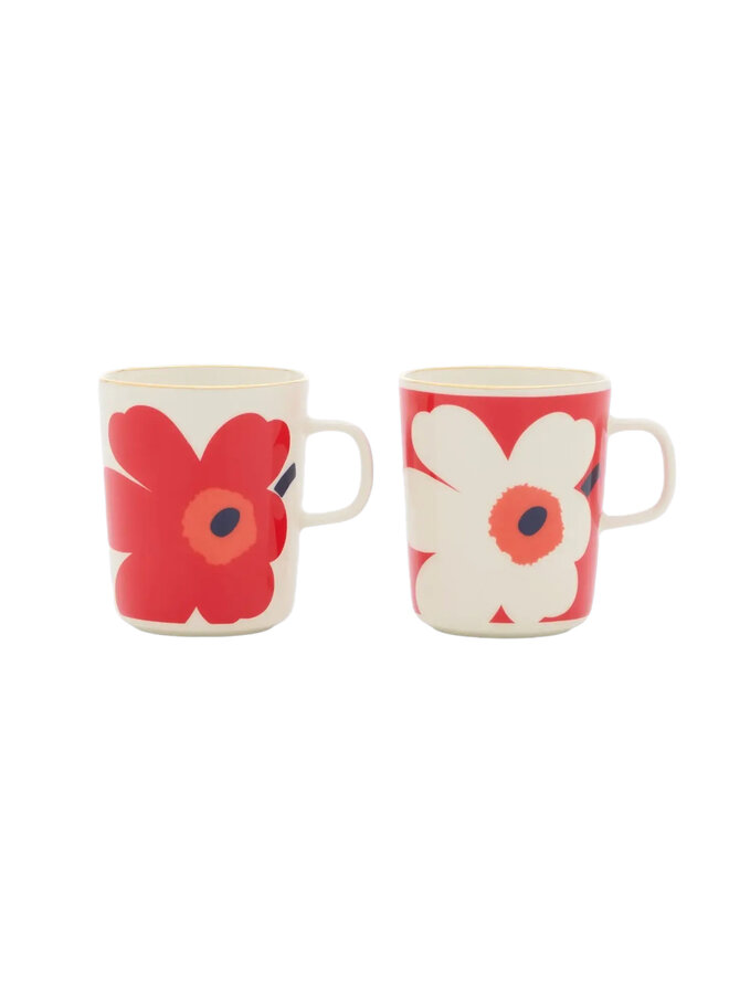 MUG 2.5DL 2PCS - 271 RED FLOWER - OIVA/JUHLA UNIKKO 077034-138 M6 - MARIMEKKO