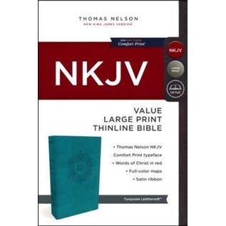 NKJV Large Print Value Thinline Bible, Turquoise Leathersoft