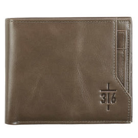 Men's Leather Wallet - John 3:16, ID Sleeve