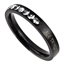 Ebony Princess Cut Ring: Christ, My Strength