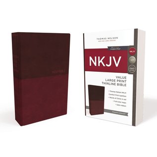 NKJV Large Print Thinline Bible, Burgundy Leathersoft