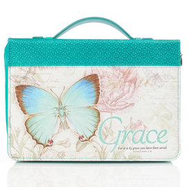 Bible Cover - Grace Teal Butterfly Medium