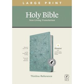 NLT Large Print Thinline Reference Bible, Floral Leaf Teal LeatherLike, Indexed (Filament)