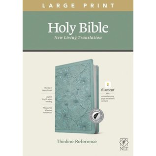 NLT Large Print Thinline Reference Bible, Floral Leaf Teal LeatherLike, Indexed (Filament)