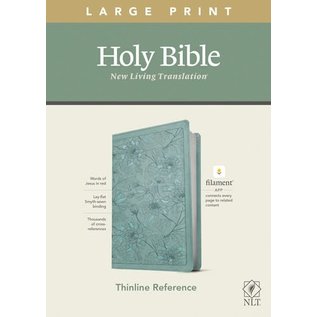 NLT Large Print Thinline Reference Bible, Floral Leaf Teal Leatherlike (Filament)