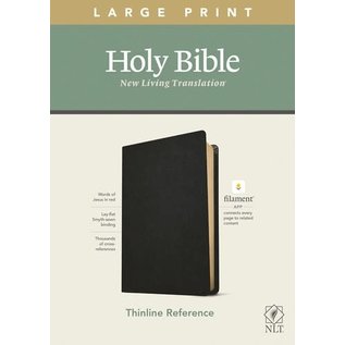 NLT Large Print Thinline Reference Bible, Black Genuine Leather (Filament)