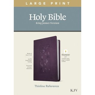 KJV Large Print Thinline Reference Bible, Floral Frame Purple LeatherLike (Filament)