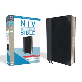 NIV Large Print Thinline Bible, Black/Gray Leathersoft