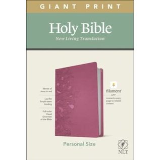 NLT Giant Print Personal Size Bible, Peony Pink LeatherLike, Indexed (Filament)