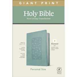NLT Giant Print Personal Size Bible, Floral Frame Teal LeatherLike (Filament)