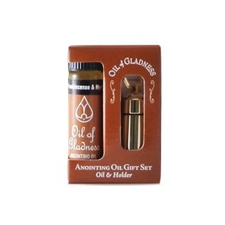 Anointing Oil - Keyring Holder w/Frankincense and Myrrh Oil, Goldtone