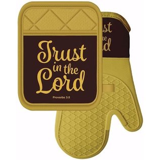 Oven Mitt & Pot Holder Set - Trust In The Lord