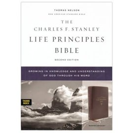 NASB Charles F. Stanley Life Principles Bible 2, Burgundy Leathersoft, Indexed