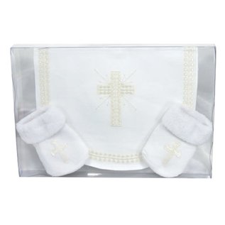 Baby Gift Set - Bib & Socks, Cross