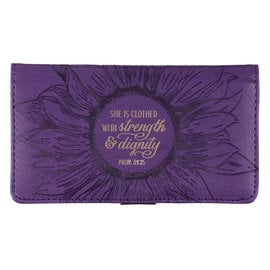 Checkbook Cover - Strength and Dignity, Purple