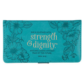 Checkbook Cover - Strength and Dignity, Turquoise