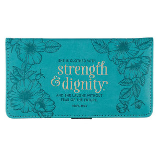 Checkbook Cover - Strength and Dignity, Turquoise
