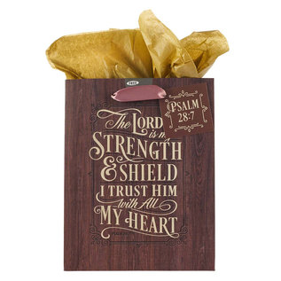 Gift Bag - The Lord is My Strength, Medium Brown