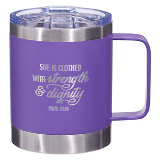 Stainless Steel Mug - Strength & Dignity, Purple Camp Style