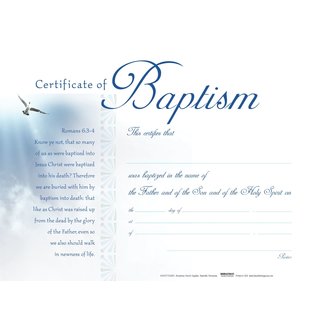 Certificate - Baptism Romans 6:3-4 KJV