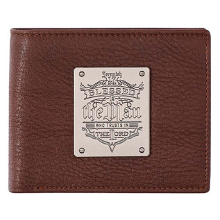 Men's Wallet - Blessed is the Man, Brown Genuine Leather