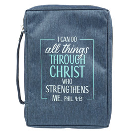 Bible Cover - I Can Do All Things, Navy