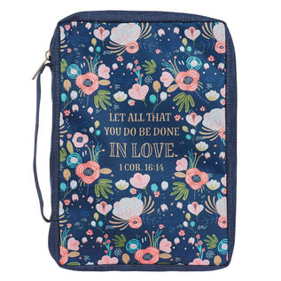 Bible Cover - Done in Love, Navy Floral