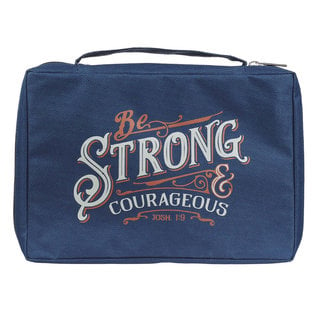 Bible Cover - Be Strong & Courageous, Navy