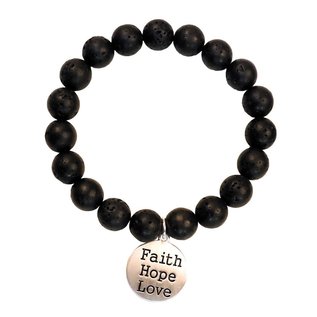 Bracelet - Faith Gear, Faith Hope Love (Black)