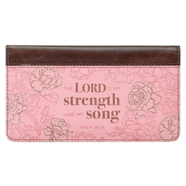 Checkbook Cover - The Lord is My Strength, Pink