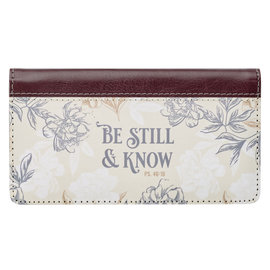 Checkbook Cover - Be Still & Know, Neutral Floral