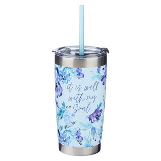 Stainless Steel Tumbler - It Is Well, w/Straw
