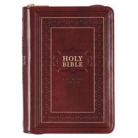 KJV Large Print Compact Bible, Burgundy Faux Leather w/ Zipper