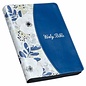 KJV Large Print Thinline Bible, Blue Floral w/ Zipper, Indexed