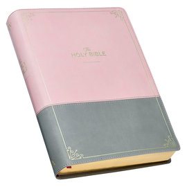 KJV Super Giant Print Bible, Pink/Gray LuxLeather, Indexed