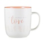 Mug - All Things with Love, White with  Coral Interior (14 oz)