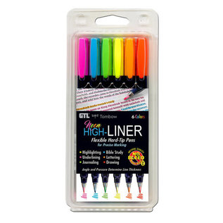 Neon High-Liner: Flexible Hard-Tip Pens, 6 Colors