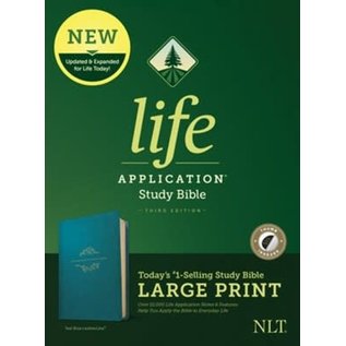 NLT Large Print Life Application Study Bible, Teal Blue LeatherLike, Indexed
