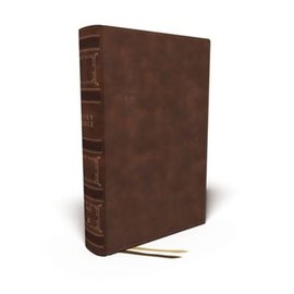 NKJV Single Column Wide Margin Reference Bible, Brown Leathersoft